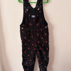 OshKosh B'gosh Black Corduroy Overalls with Red Trains / holiday design